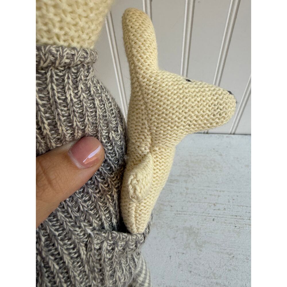 Creative Co-op Kangaroo & Joey Plush Knit Crocheted Grey White 17" Baby Lovey - Picture 4 of 7